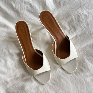 STAUD // NEW Brigitte Mule White Sandal Kitten Heels